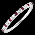 Alliance oiseau de paradis - rubis et diamants - or blanc 18 carats
