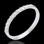 Alliance or blanc 18 carats semi pave - serti barrettes - 10 diamants