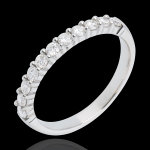 Alliance or blanc 18 carats semi pave - serti griffes - 0. 4 carats - 1