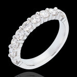 Alliance or blanc 18 carats semi pav�e - serti griffes - 1 carats - 9 d