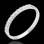 Alliance or blanc 18 carats semi pave - serti griffes - 11 diamants