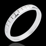 Alliance or blanc 18 carats semi pave - serti rail - 0. 3 carats - 10 d