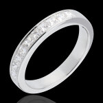Alliance or blanc 18 carats semi pave - serti rail - 0. 8 carats - 10 d