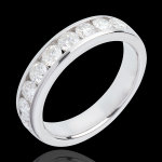 Alliance or blanc 18 carats semi pave - serti rail - 1 carats - 9 diam