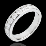 Alliance or blanc 18 carats semi pav�e - serti rail - 1 carats - 9 diam