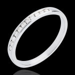 Alliance or blanc 18 carats semi pave - serti rail - 11 diamants : 0. 1