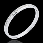 Alliance or blanc 18 carats semi pave - serti rail - 13 diamants