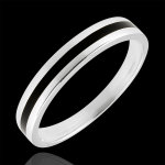 Alliance or homme clair obscur - une ligne - or blanc 18 carats et laque