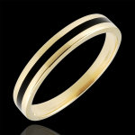 Alliance or homme clair obscur - une ligne - or jaune 9 carats et laque