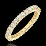 Alliance or jaune 18 carats pave - serti griffes - 1. 11 carats - tour