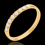 Alliance or jaune 18 carats semi pav�e - serti barrettes - 0. 25 carats