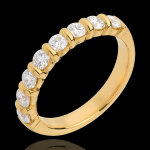 Alliance or jaune 18 carats semi pav�e - serti barrettes - 0. 75 carats