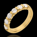 Alliance or jaune 18 carats semi pave - serti barrettes - 1. 2 carats -