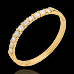 Alliance or jaune 18 carats semi pave - serti barrettes - 10 diamants