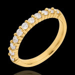 Alliance or jaune 18 carats semi pave - serti griffes - 0. 5 carats - 1