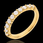 Alliance or jaune 18 carats semi pave - serti griffes - 0. 65 carats -