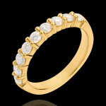 Alliance or jaune 18 carats semi pavée - serti griffes - 0. 75 carats - Alliance or jaune 18 carats semi pavée - serti griffes - 0. 75 carats -
