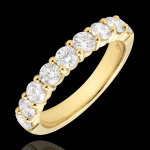 Alliance or jaune 18 carats semi pave - serti griffes - 1 carats - 9 d