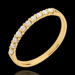 Alliance or jaune 18 carats semi pav�e - serti griffes et barrettes - 1