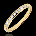 Alliance or jaune 18 carats semi pavée - serti rail - 0. 15 carat - 11 d Alliance or jaune 18 carats semi pavée - serti rail - 0. 15 carat - 11 d