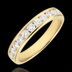 Alliance or jaune 18 carats semi pavée - serti rail - 0. 5 carat - 11 di Alliance or jaune 18 carats semi pavée - serti rail - 0. 5 carat - 11 di