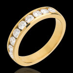 Alliance or jaune 18 carats semi pave - serti rail - 0. 75 carats - 9 d