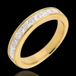 Alliance or jaune 18 carats semi pavée - serti rail - 1 carats Alliance or jaune 18 carats semi pavée - serti rail - 1 carats