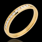 Alliance or jaune 18 carats semi pave - serti rail - 11 diamants