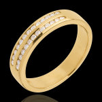 Alliance or jaune 18 carats semi pave - serti rail 2 rangs - 0. 21 cara