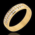 Alliance or jaune 18 carats semi pave - serti rail 2 rangs - 0. 36 cara