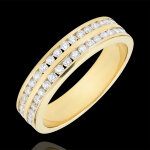 Alliance or jaune 18 carats semi pave - serti rail 2 rangs - 0. 38 cara