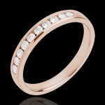 Alliance or rose 18 carats semi pave - serti rail - 10 diamants