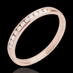 Alliance or rose 18 carats semi pav�e - serti rail - 11 diamants
