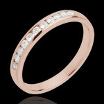 Alliance or rose 18 carats semi pave - serti rail - 11 diamants