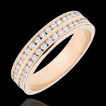 Alliance or rose 9 carats semi pave - serti rail 2 rangs - 0. 38 carats