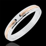 Alliance promesse - petit modle - or blanc et or rose 18 carats