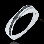 Alliance saturne duo - diamants - diamants noirs - or blanc 18 carats
