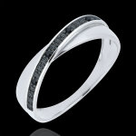 Alliance saturne duo - diamants noirs - or blanc 9 carats