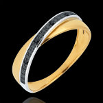 Alliance saturne duo - diamants noirs - or blanc et or jaune 18 carats
