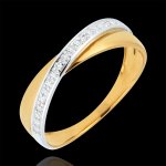 Alliance saturne duo - diamants - or blanc et or jaune 9 carats Alliance saturne duo - diamants - or blanc et or jaune 9 carats