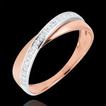 Alliance saturne duo - diamants - or blanc et or rose 18 carats