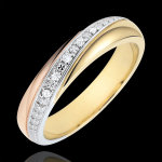 Alliances saturne - trilogie - 3 ors et diamants - trois ors 18 carats