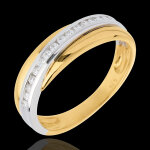 Alliance - semi pavée - 16 diamants - or blanc et or jaune 18 carats Alliance - semi pavée - 16 diamants - or blanc et or jaune 18 carats