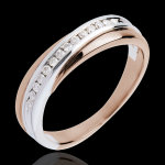 Alliance - serti rail - 14 diamants - or blanc et or rose 18 carats