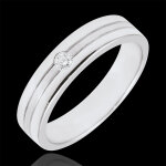 Alliance star diamant - petit modle - or blanc bross 9 carats