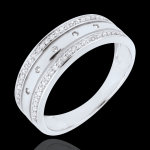 Anneau frie - couronne d'etoiles - grand modle - or blanc 18 cara