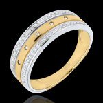 Anneau frie - couronne d'etoiles - grand modle - or blanc et or j