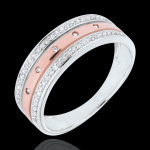 Anneau frie - couronne d'etoiles - grand modle - or blanc et or r