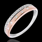 Anneau f��rie - couronne d'etoiles - petit mod�le - 22 diamants - or