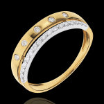 Anneau frie - couronne d'etoiles - petit modle - or blanc et or j